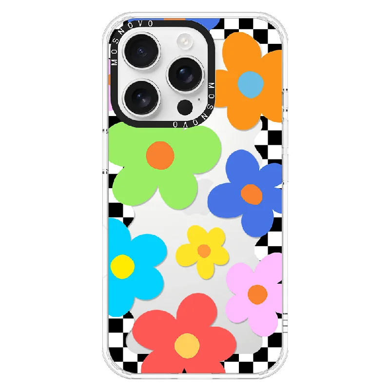 60's Checkered Floral Phone Case - iPhone 16 Pro Case