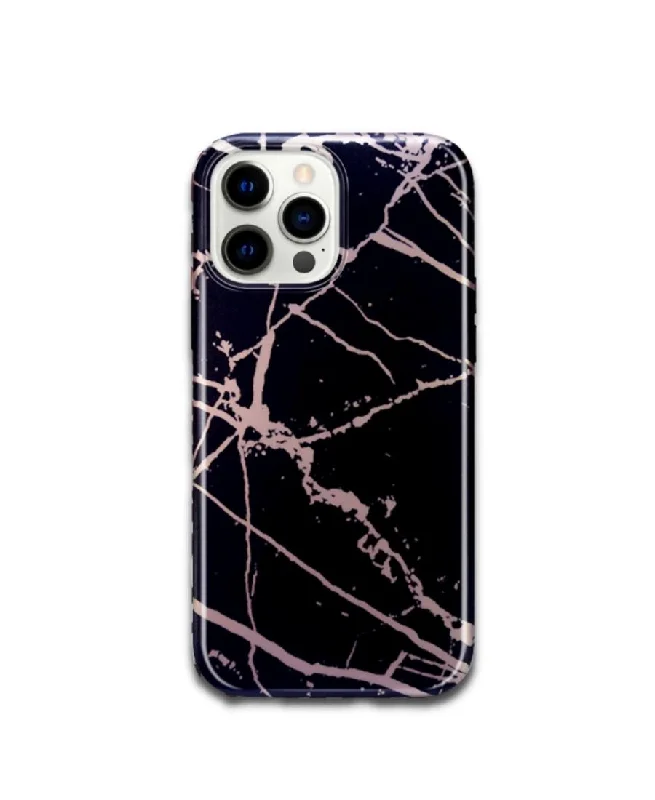 Black & Rose Gold Metallic Marble Phone Case