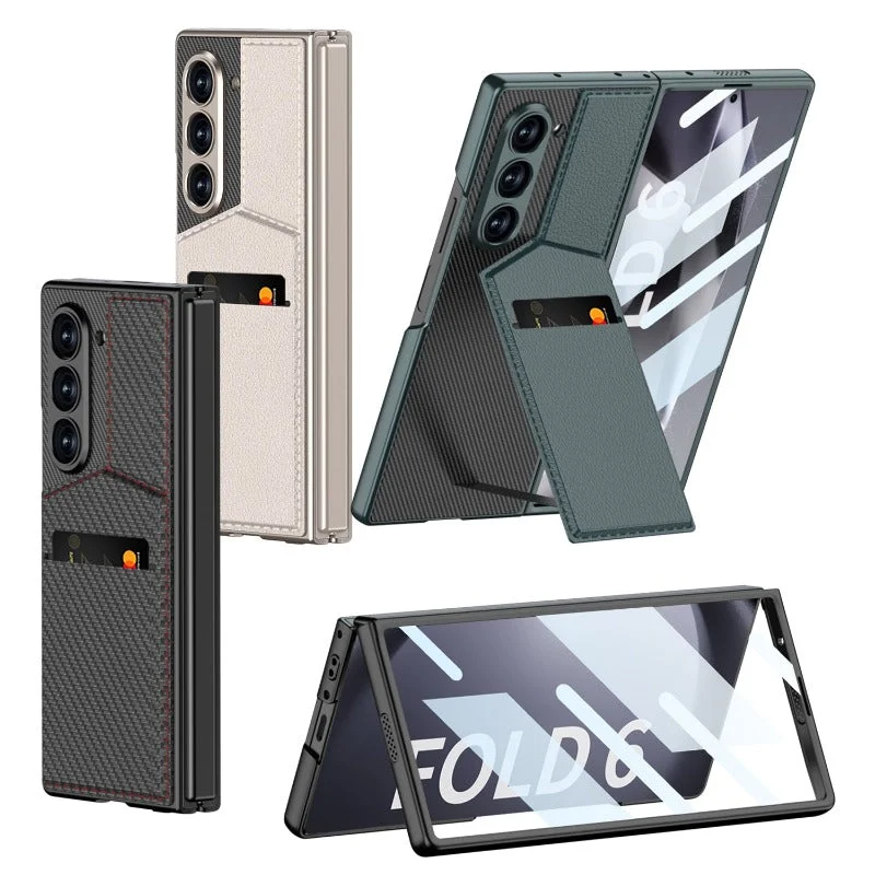 Leather Wallet Stand Phone Case With Card Holder Built-in Screen  Glass For Samsung Galaxy Z Fold 6