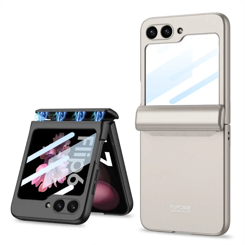 Magnetic Hinge Folding Phone Case with Screen Protector For Samsung Galaxy Z Flip 6