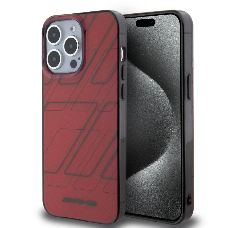 iPhone 15 Pro Max - PC/TPU Red Double Layer Case Large Rhombuses  - AMG