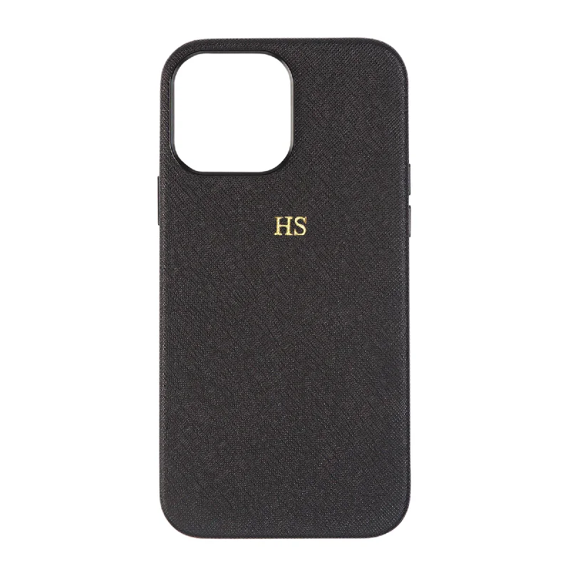 Black - iPhone 15 Series Full Wrap Saffiano Phone Case