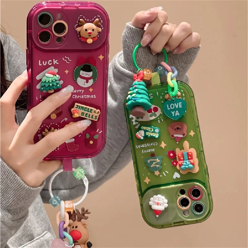 Cute Cartoon  Elk Pendant Case For iPhone 16 15 14