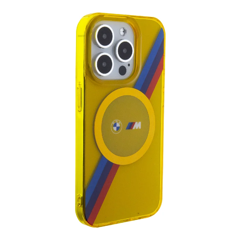 iPhone 15 Pro - PC/TPU Yellow Hard Case Magsafe M Tricolor Stripes - BMW