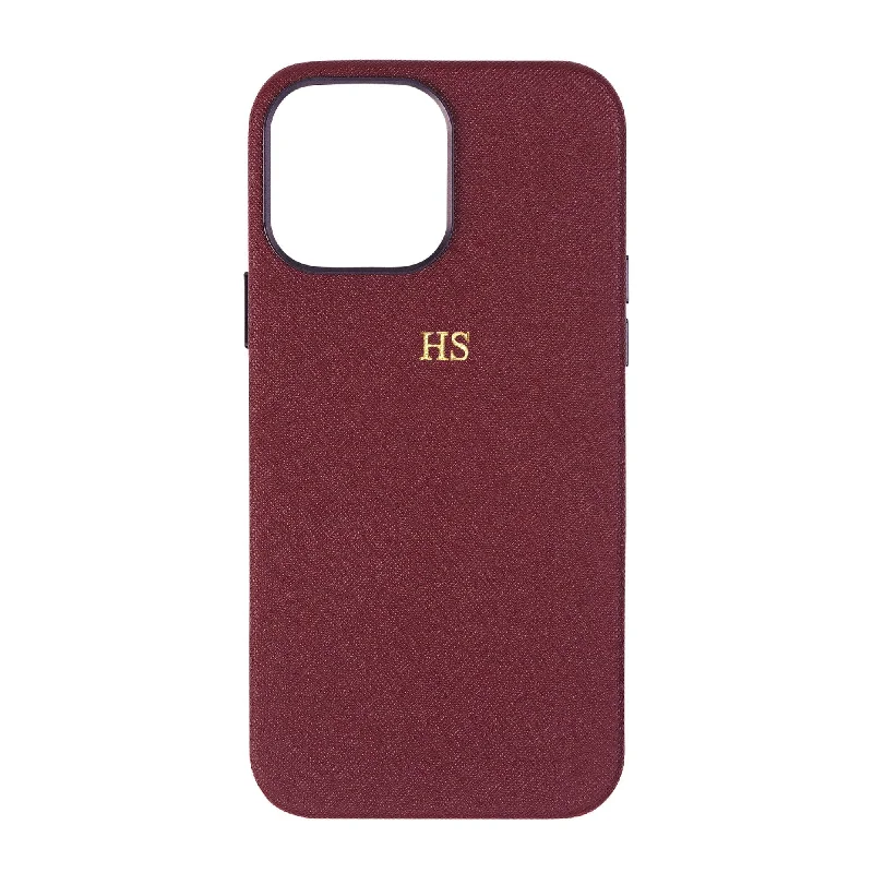 Burgundy - iPhone 15 Series Full Wrap Saffiano Phone Case