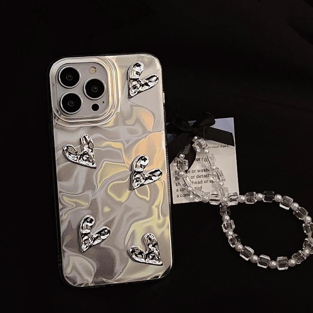 Cute Phone Cases for iPhone 15, 14, 13, 12 Pro Max, 11, and 15 Plus - 3D Heart Water Ripple - TSP339