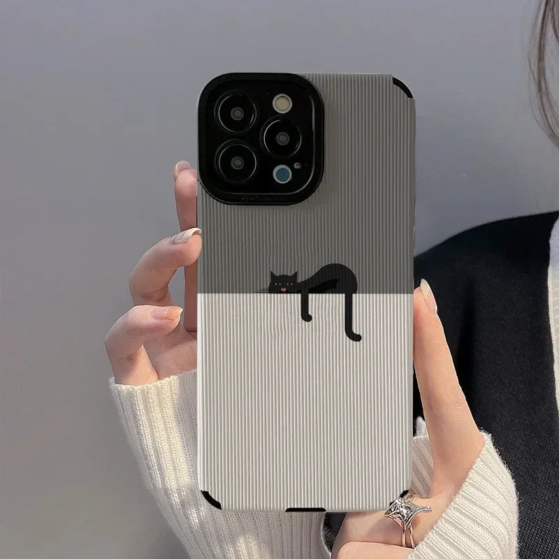 Cute Phone Cases for iPhone 16, 15, 14, 12, 11, 13 Pro, 15 Pro, 16 Pro Max, Mini, X, XS Max, XR, SE2, SE3, 7, 8 Plus - Cat Soft Cover - TSP408