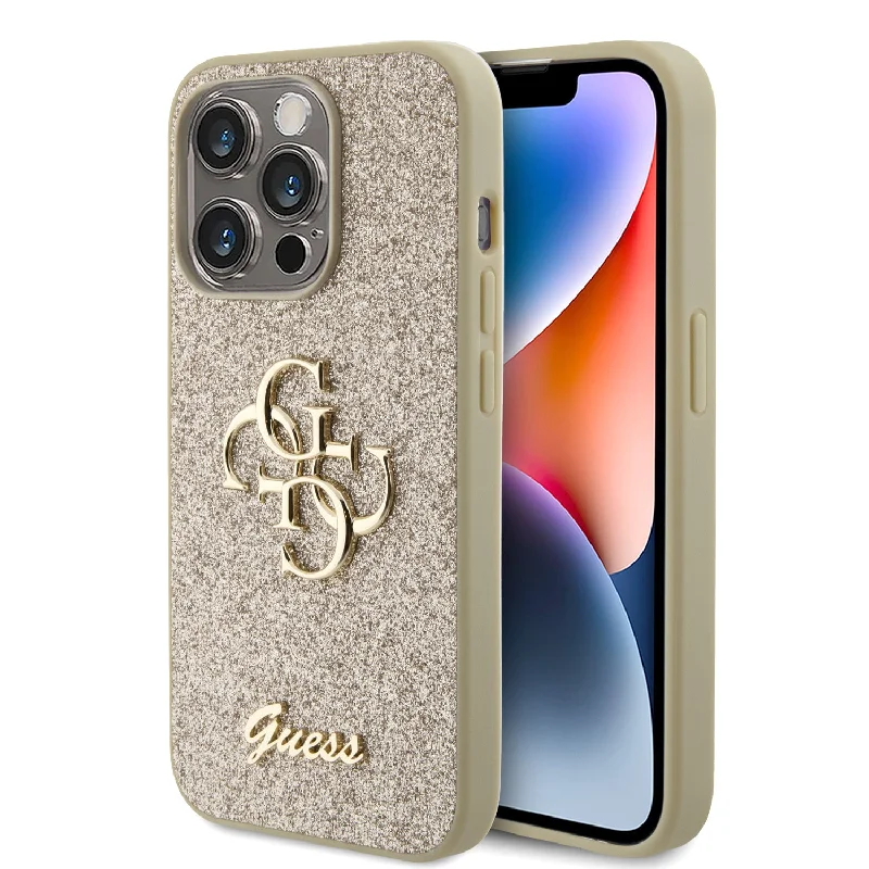 iPhone 15 Pro - PC/TPU Gold Hard Case Fixed Glitter Big 4G - GUESS