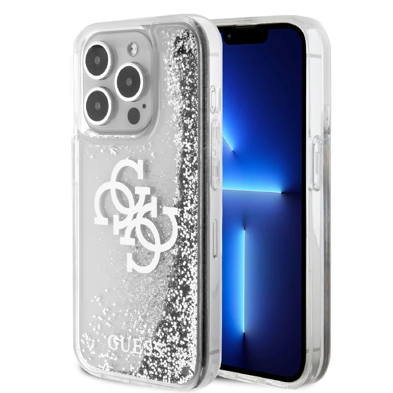 iPhone 15 Pro - PC/TPU Silver Hard Case Liquid Glitter Big 4G - GUESS