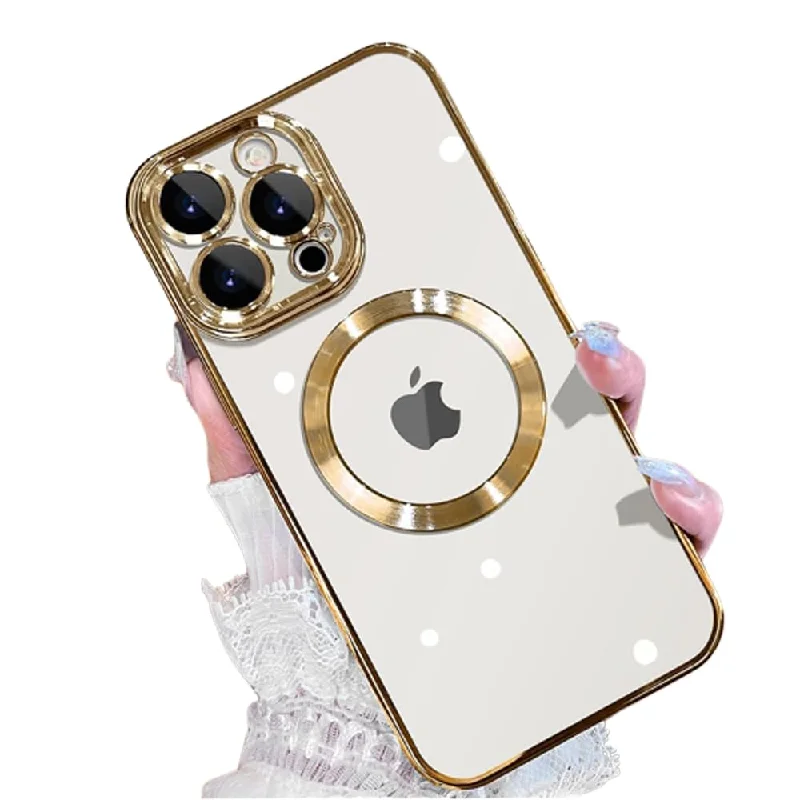 iPhone 15 Pro Max Premium Transparent Silicon Back Case Cover - Gold