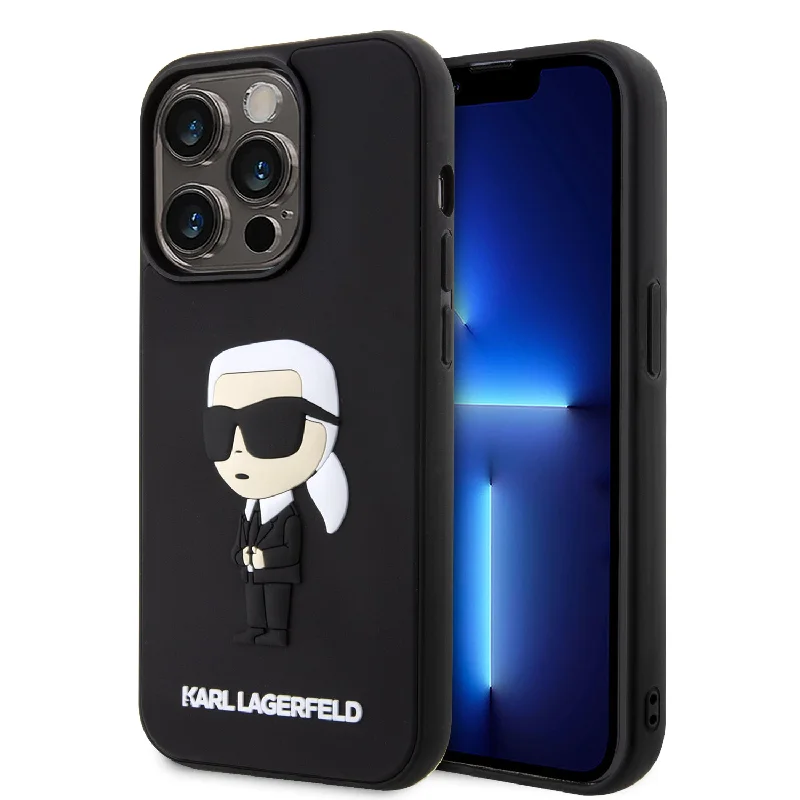 iPhone 15 Pro - Rubber Black Hard Case 3D Ikonik Nft - Karl Lagerfeld