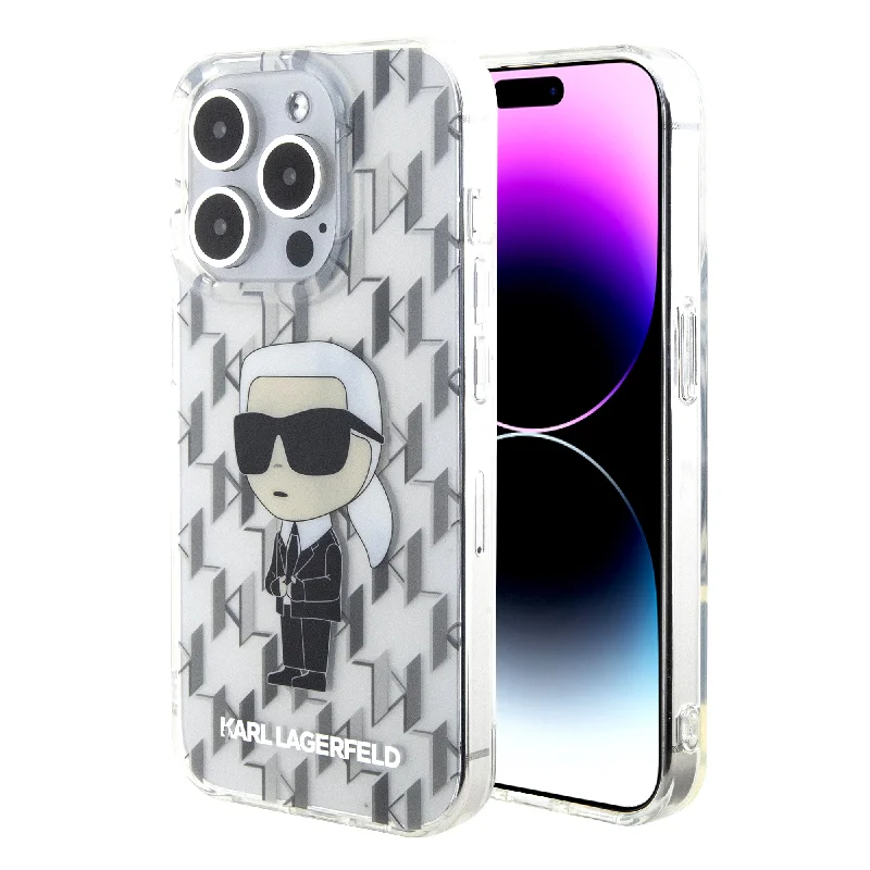 iPhone 15 Pro - PC/TPU Clear Hard Case Iml Ikonik Monogram - Karl Lagerfeld