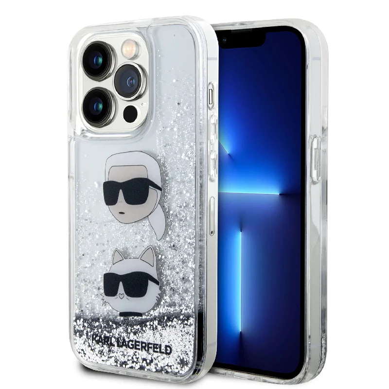 iPhone 15 Pro - PC/TPU White Hard Case Liquid Glitter - Karl Lagerfeld