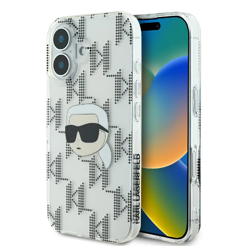 iPhone 16 - PC/TPU Clear Hard Case Karl Head Monogram Design - Karl Lagerfeld