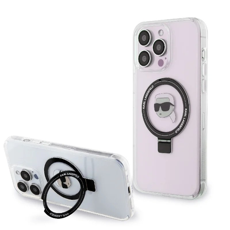 iPhone 15 Pro - PC/TPU White Hard Case Magsafe Ringstand - Karl Lagerfeld