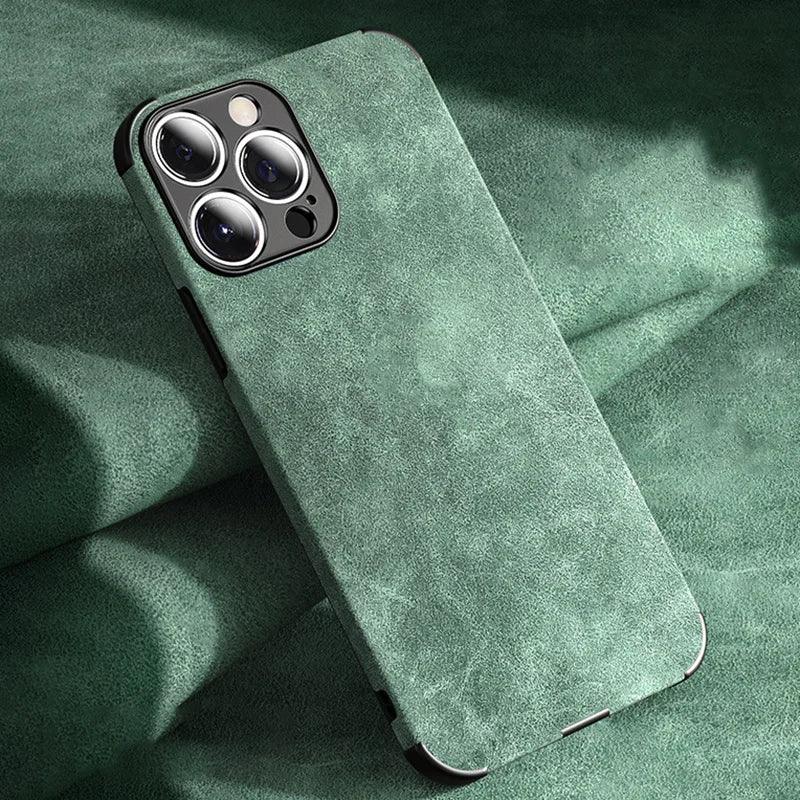 Luxury Lambskin Leather Phone Case iPhone 15 14 13 12 11 Pro Max Mini X XS XR 7 8 Plus SE Retro Solid Color Soft Silicone Cover