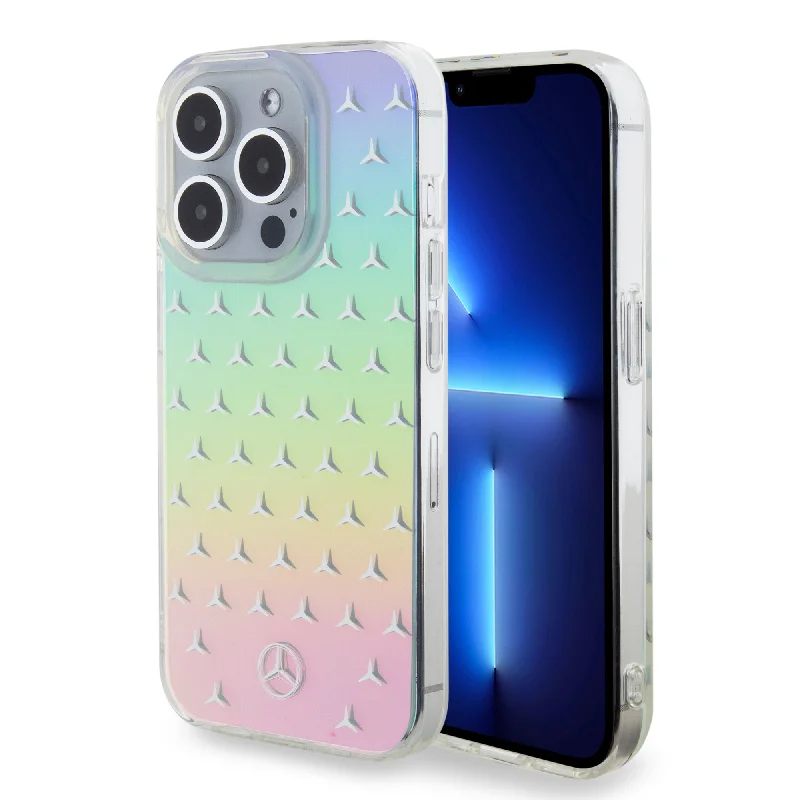 iPhone 15 Pro - PC/TPU Clear Case With Star Pattern Iridescent - Mercedes-Benz