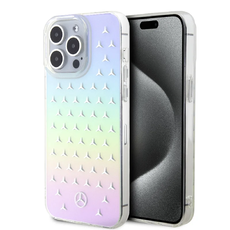 iPhone 15 Pro Max - PC/TPU Clear Case With Star Pattern Iridescent - Mercedes-Benz