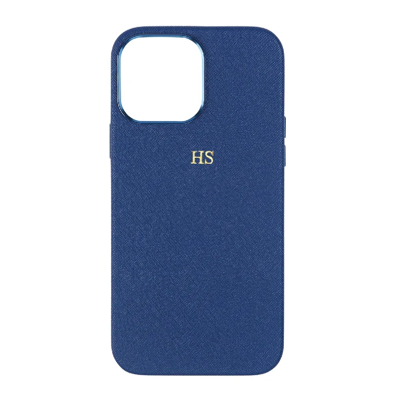 Navy - iPhone 15 Series Full Wrap Saffiano Phone Case