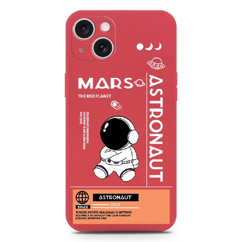 Astronaut Series Soft Phone Case - Silica Gel Case - Dark Red - iPhone 15