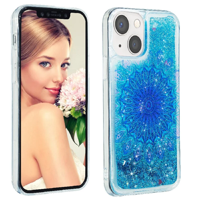 Fashionable Glitter Quicksand TPU Phone Back Case Pattern Printing Phone Cover for iPhone 13 mini 5.4 inch