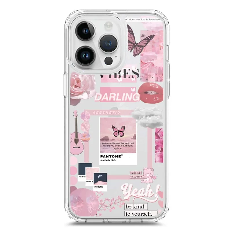 Pink Aesthetic Design Soft Phone Case - Crystal Clear Case - iPhone 15 Pro Max