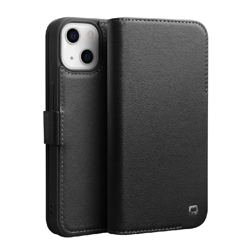 QIALINO Magnetic Closure Flip Folio Wallet Design Genuine Leather Cover Phone Case for iPhone 13 6.1 inch