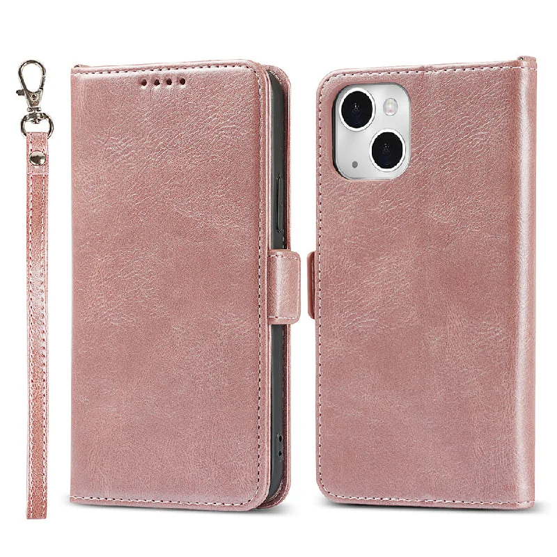 Retro Style Phone Shell Case RFID Blocking Magnetic Closure Wallet Phone Cover for iPhone 13 mini 5.4 inch