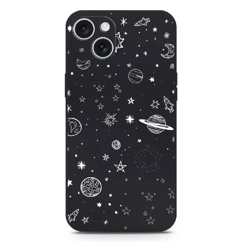 Stardust Dreams Design Soft Phone Case - Silica Gel Case - Black - iPhone 15 Plus