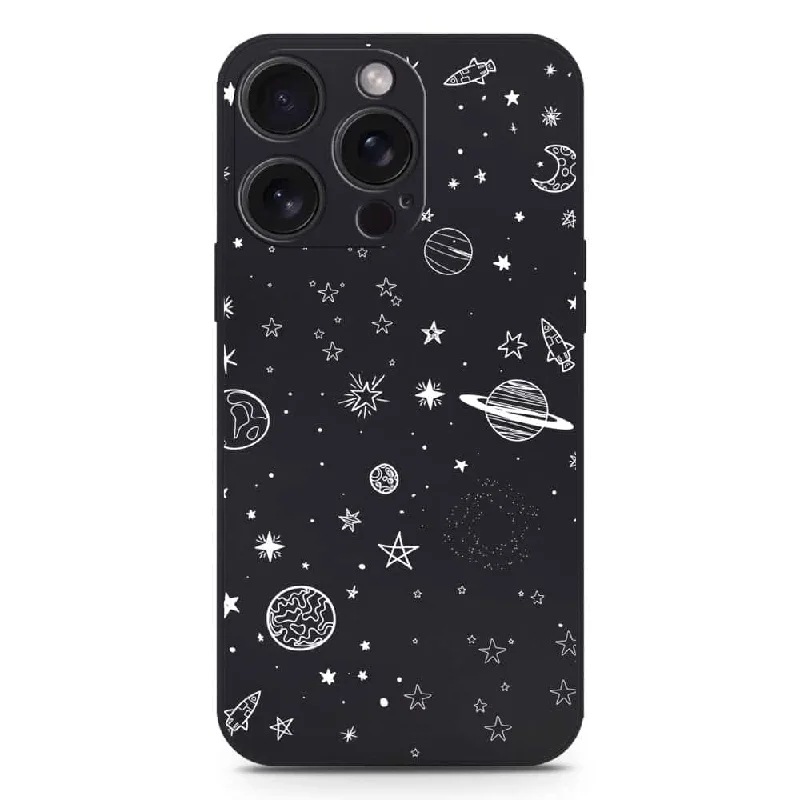 Stardust Dreams Design Soft Phone Case - Silica Gel Case - Black - iPhone 15 Pro Max