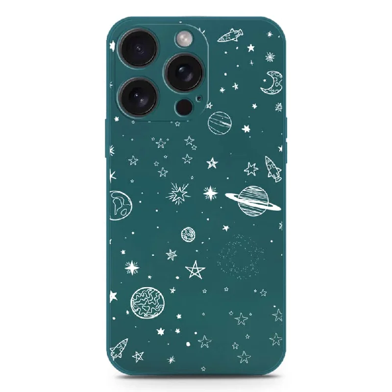 Stardust Dreams Design Soft Phone Case - Silica Gel Case - Darkgreen - iPhone 15 Plus