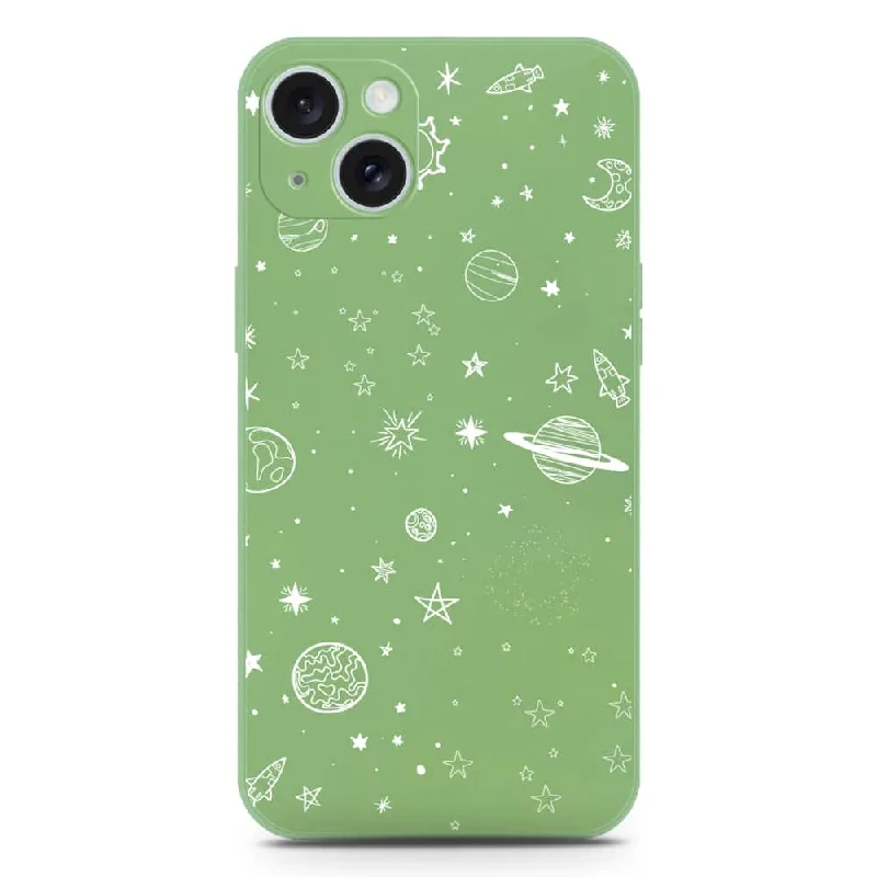 Stardust Dreams Design Soft Phone Case - Silica Gel Case - LightGreen - iPhone 15