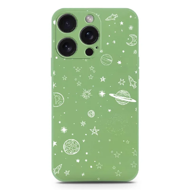 Stardust Dreams Design Soft Phone Case - Silica Gel Case - LightGreen - iPhone 15 Pro Max