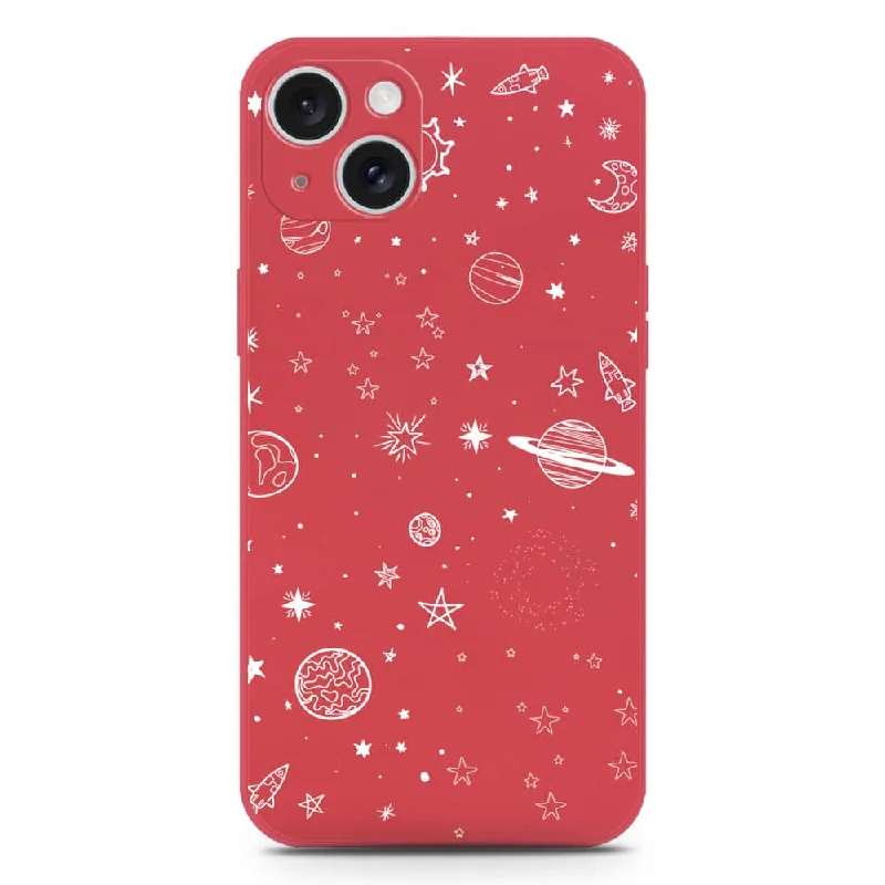 Stardust Dreams Design Soft Phone Case - Silica Gel Case - Dark Red - iPhone 15