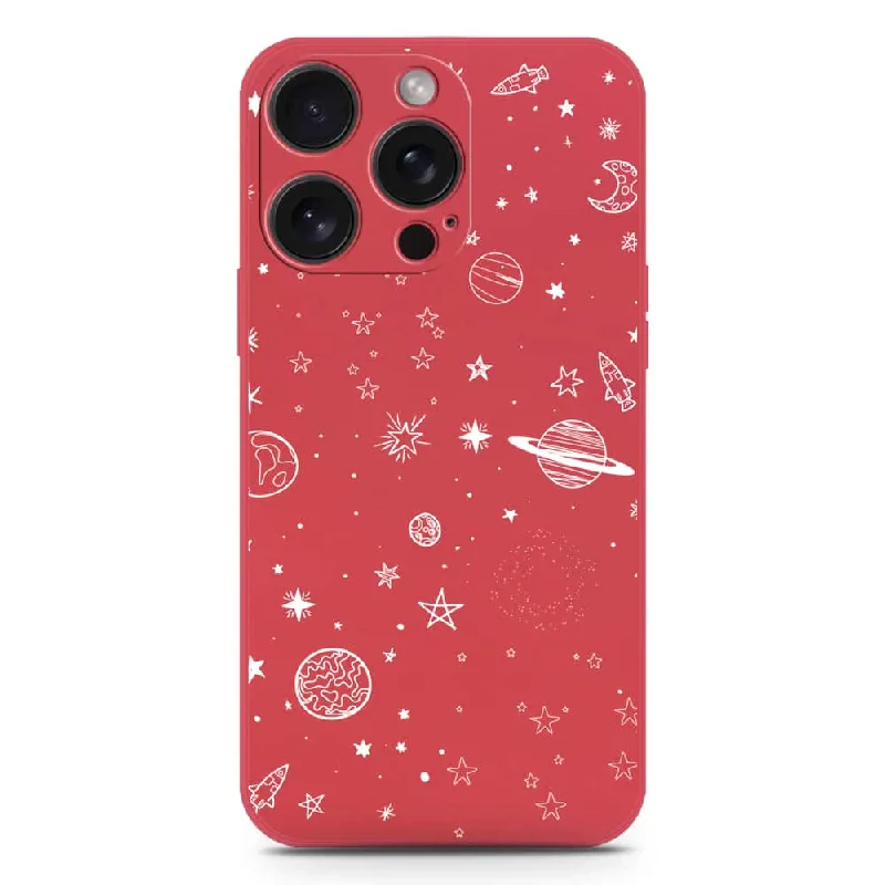 Stardust Dreams Design Soft Phone Case - Silica Gel Case - Red - iPhone 15 Pro Max