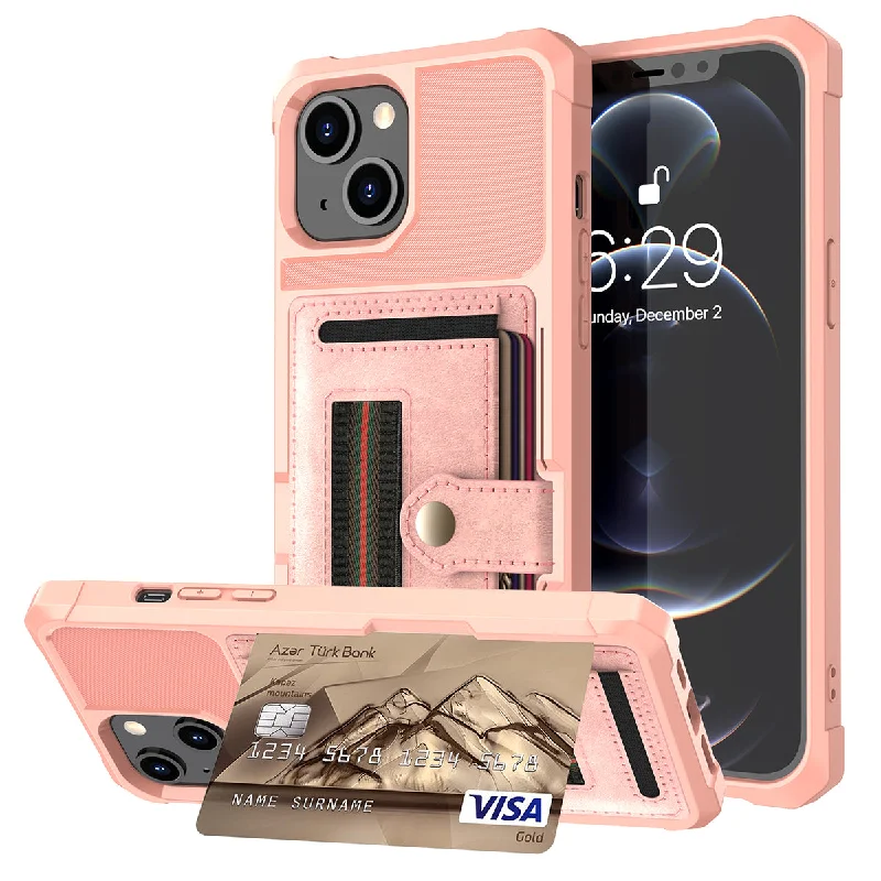 ZM06 Anti-fall Well-protected PU Leather + TPU Card Slot Design Case with Elastic Finger Strap for iPhone 13 mini 5.4 inch